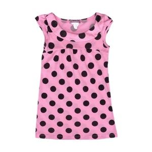 Girl's Pink And Black Polka Dot Sleeveless Tunic